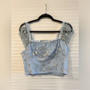 Shear lace crop top
